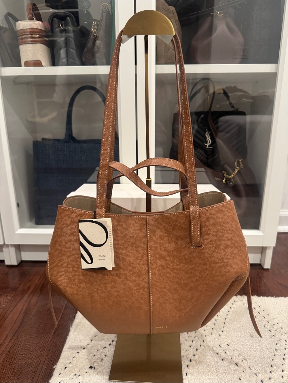 Polène Paris Cyme Mini Textured Camel Leather Tote Bag -NWT